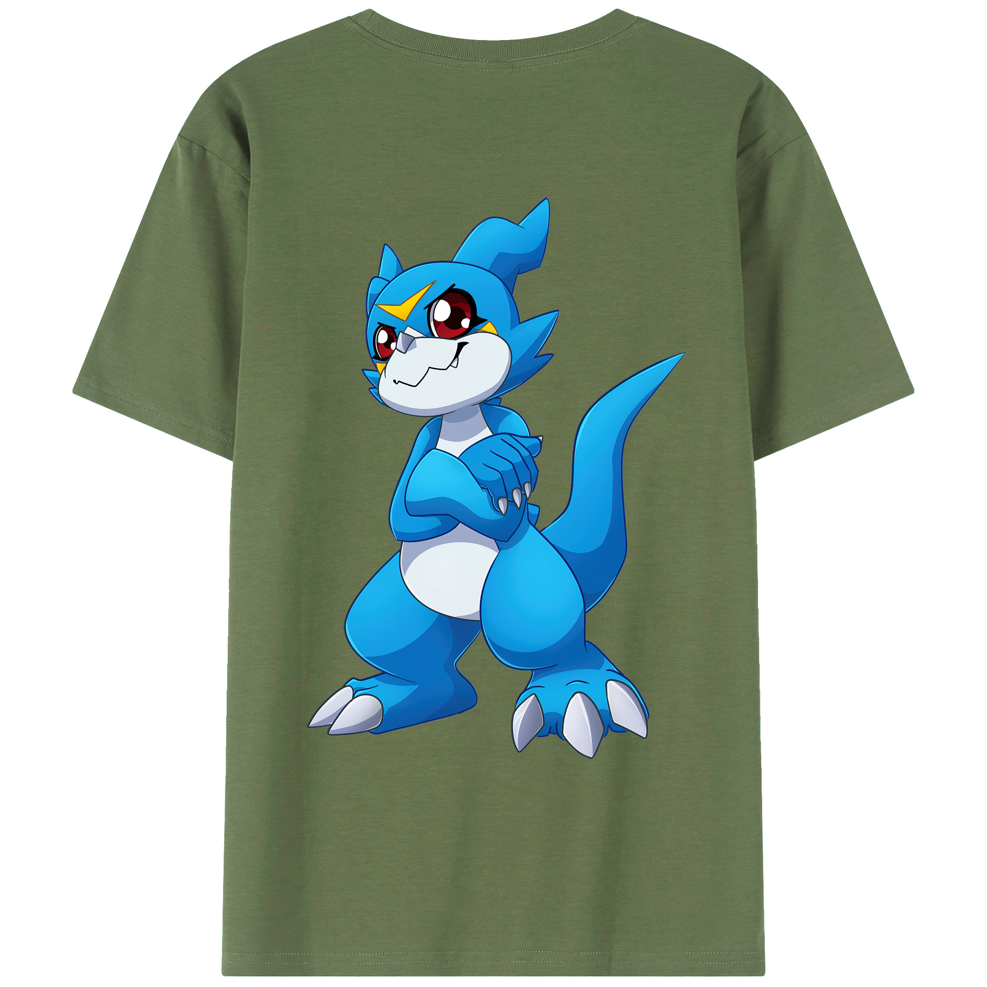 （画像用） Digimon デジタルモンスター/デジモン 綿100％ メンズ半袖Tシャツ（バックプリント） 通気性